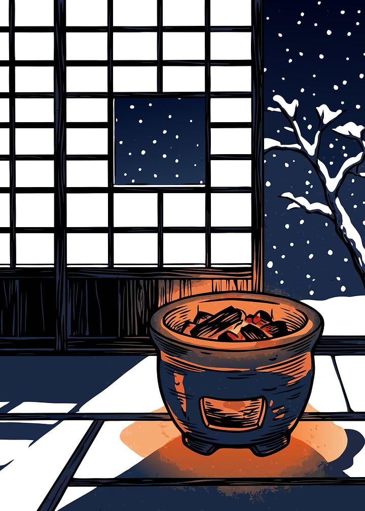 Cozy Hibachi Stove in Winter