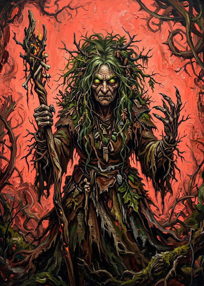 Sinister Forest Witch with Staff