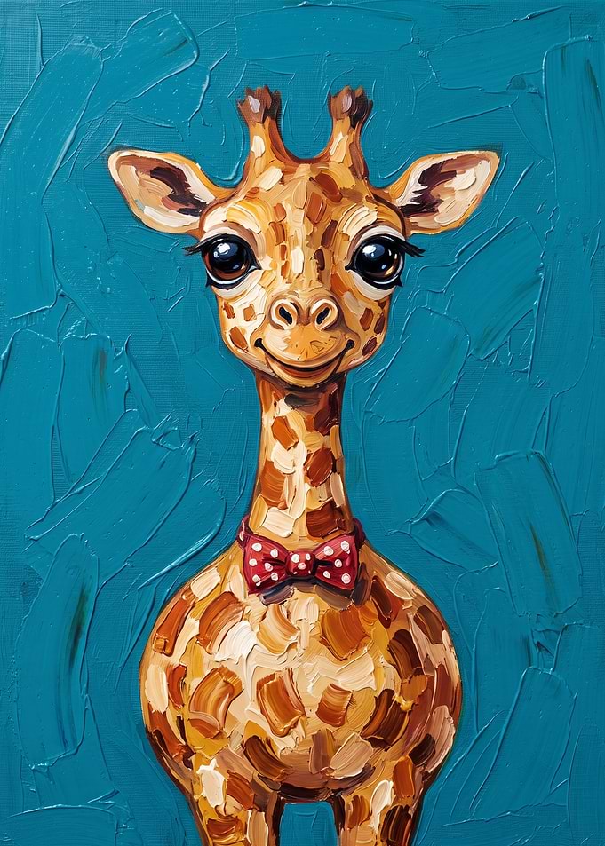 Cute Giraffe with Polka Dot Bowtie
