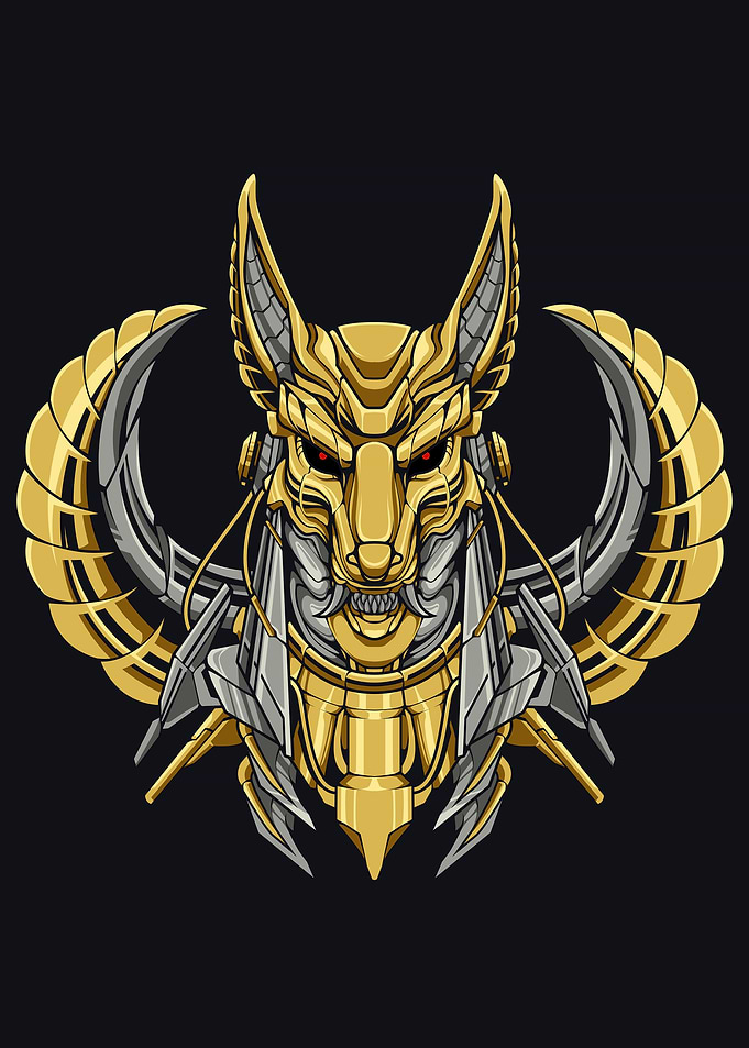 Cybernetic Anubis Golden Mech Portrait