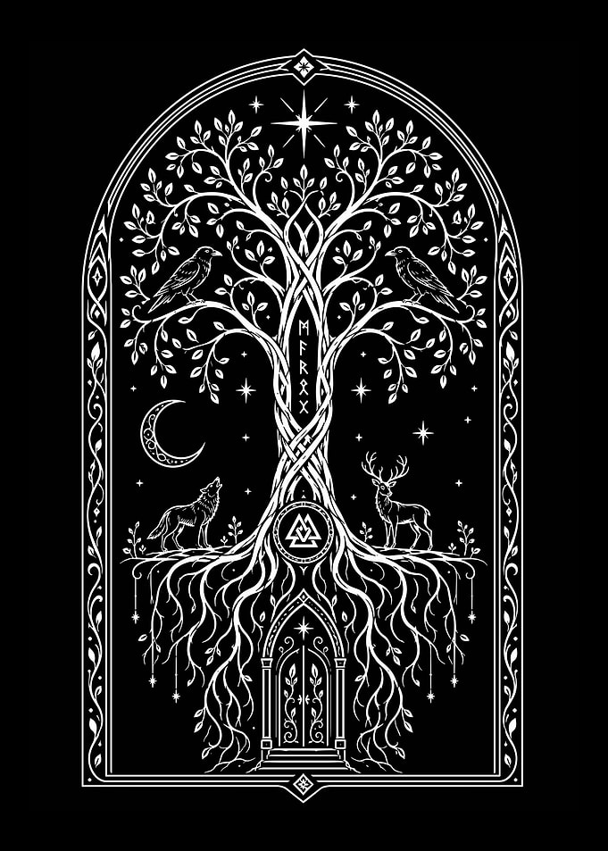 Norse Mythology Yggdrasil Tree Illustration