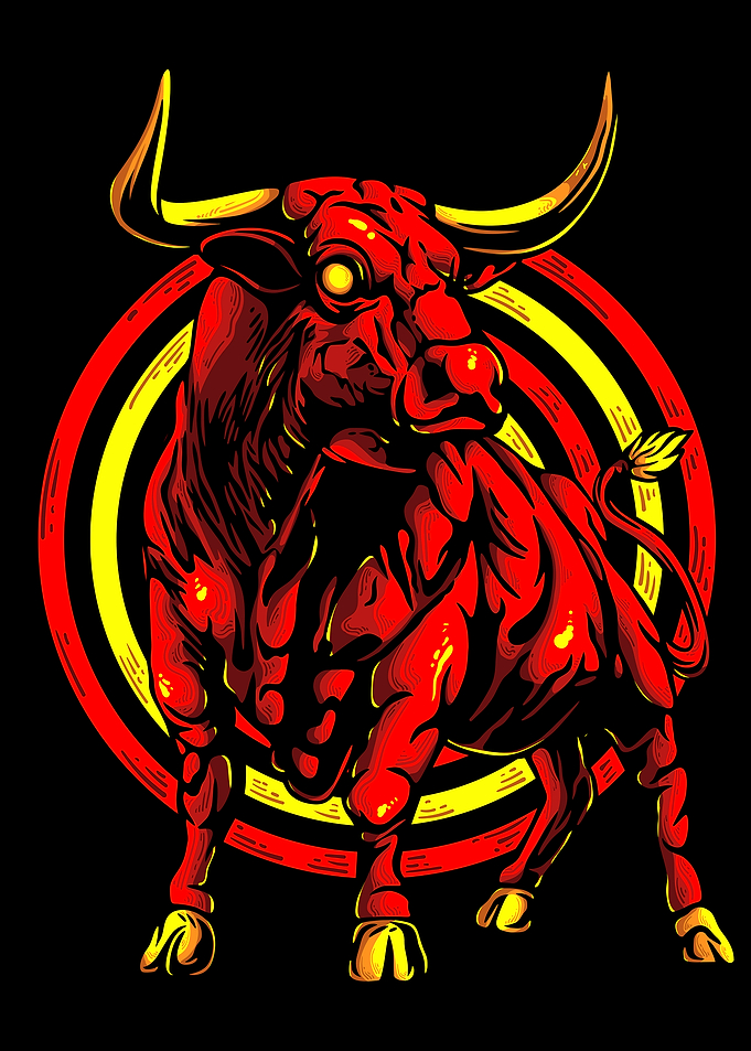 Aggressive Red Bull Illustration