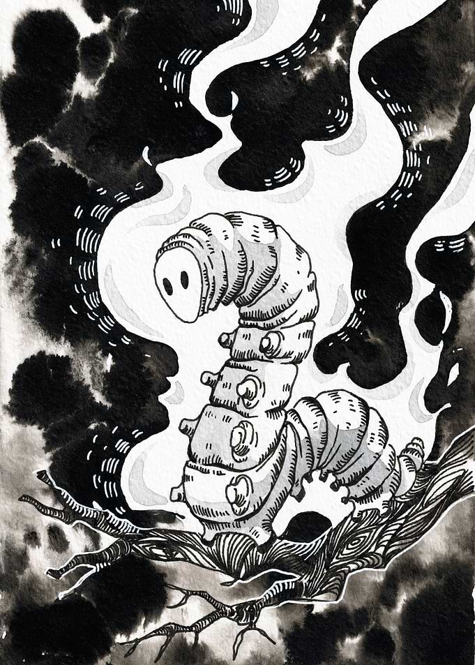 Hollow Knight Grub Ink Illustration