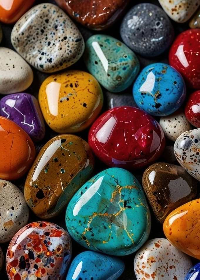 Colorful Polished Gemstones and Pebbles