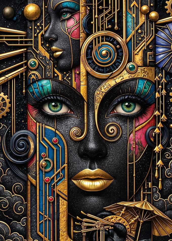 Cybernetic Geisha Art Portrait