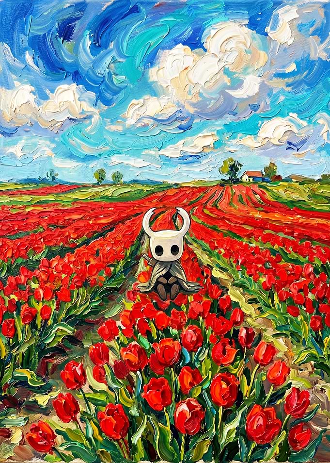 Hollow Knight in Tulip Field