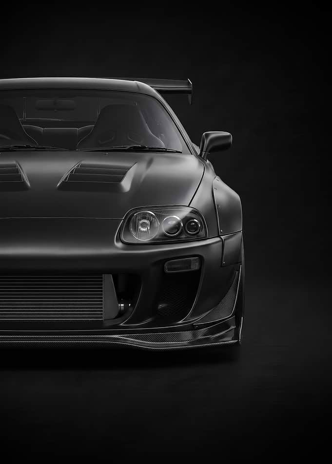 black background minimalist Matte Black car Poster