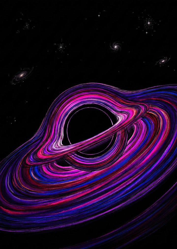 Vibrant Neon Black Hole Illustration