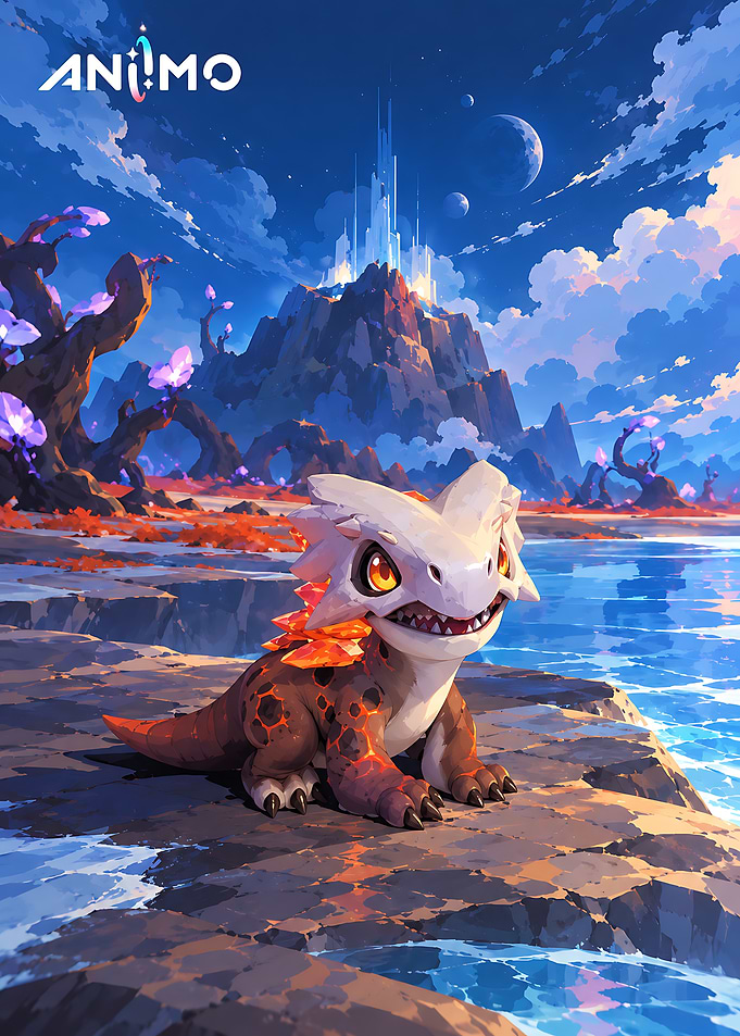 Cute Baby Dragon in Fantasy Landscape