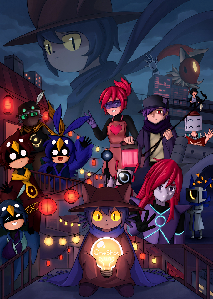 OneShot Game Character Ensemble Illustration