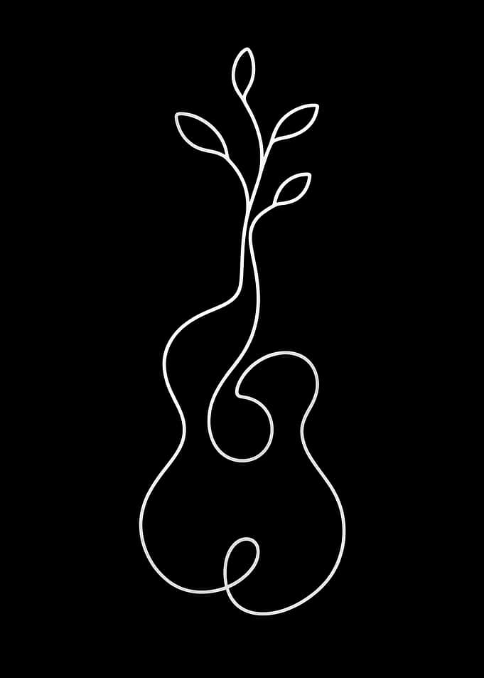Minimalist Guitar Plant Line Art