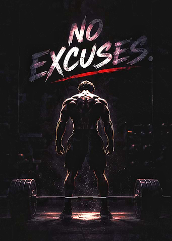 No Excuses Bodybuilder Gym Poster