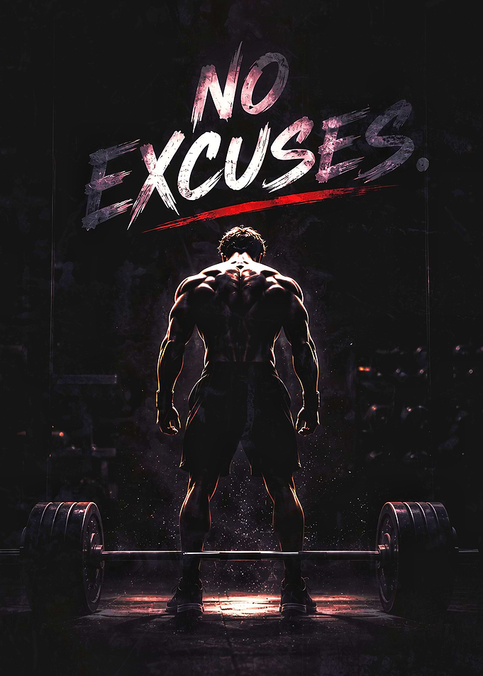 No Excuses Bodybuilder Gym Poster