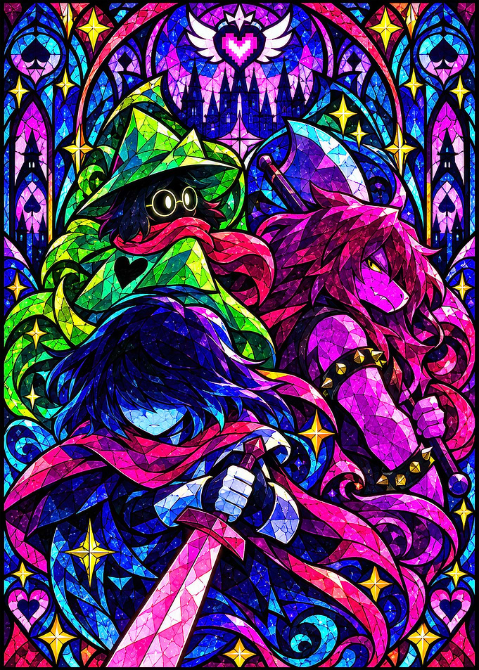Deltarune Stained Glass Trio Art
