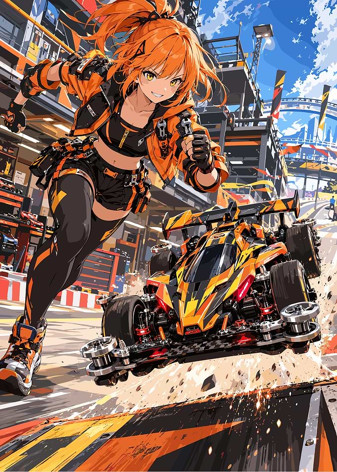 Anime Girl Racing Mini 4WD Car