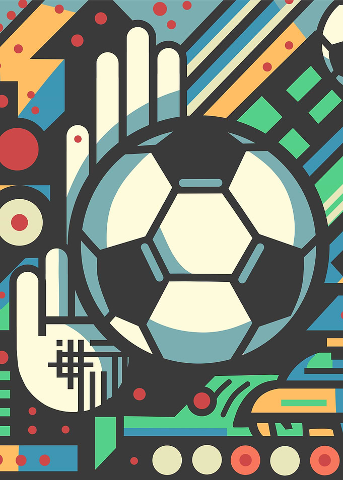 Abstract Geometric Soccer Ball Art