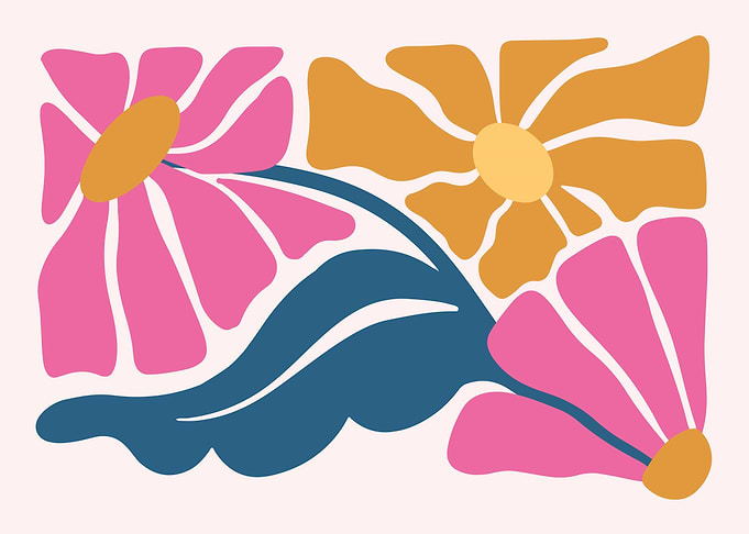 Abstract Retro Floral Art Print