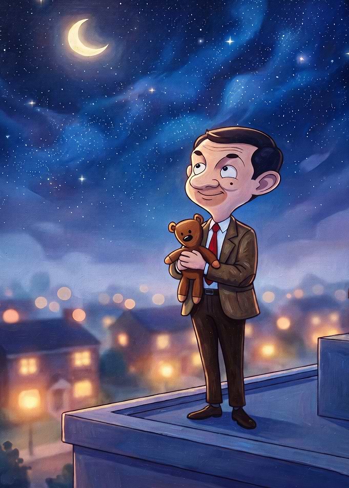 Comedic Starry Night Teddy Art
