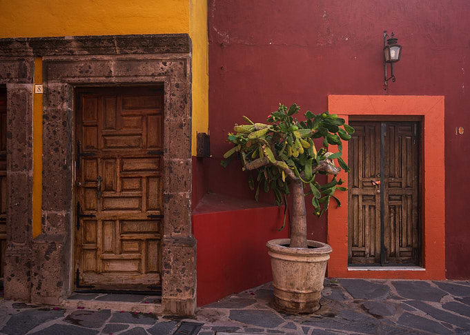 Colorful Mexican Colonial Street Scene