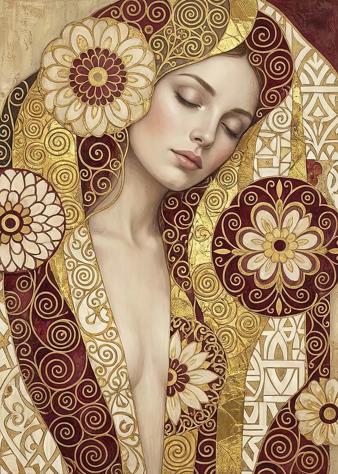 Gustav Klimt Style Portrait of Woman