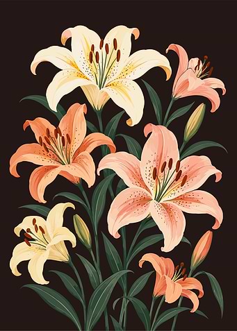 Elegant Peach and Cream Lily Bouquet