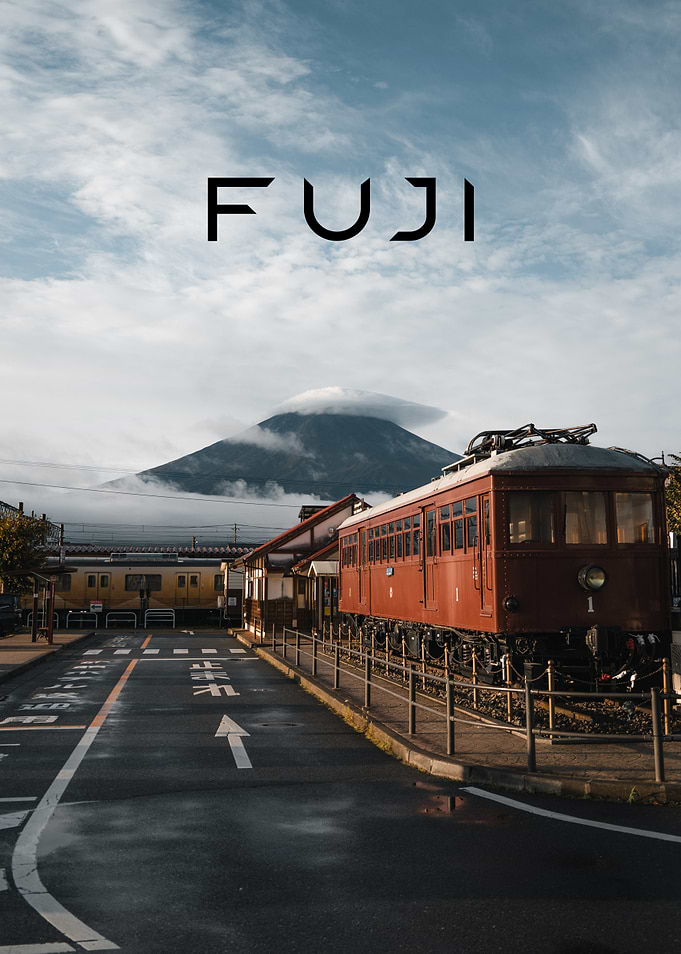 Vintage Train Near Mount Fuji