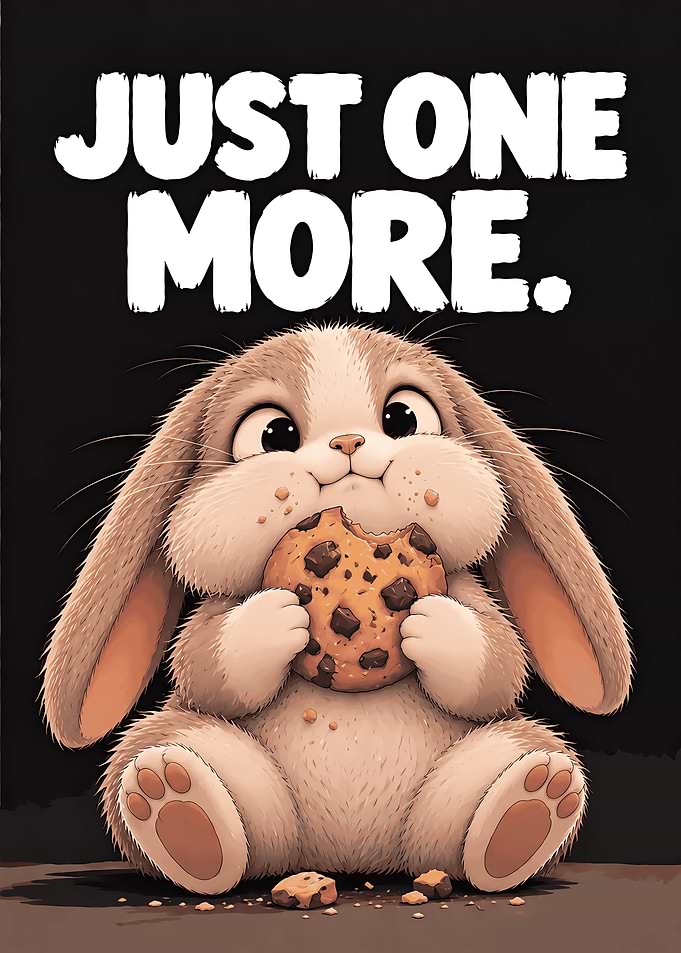 Cute Bunny Eating a Chocolate Cookie