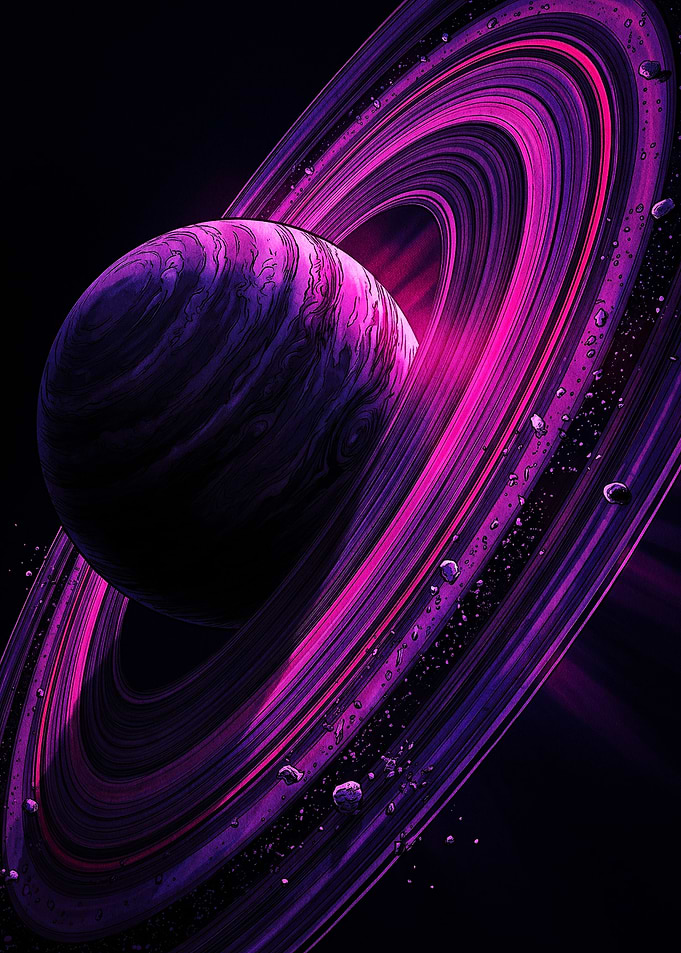 Neon Purple Ringed Planet