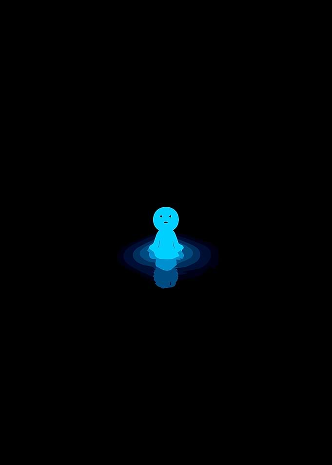 Minimalist Glowing Blue Character