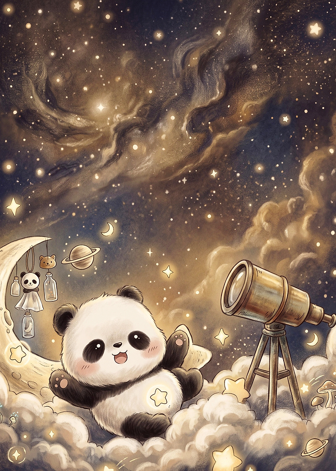 Panda Space Astronomy Cute Art Post
