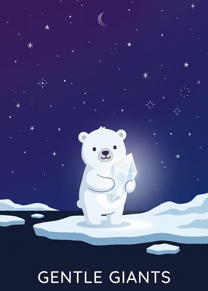 Cute Polar Bear Holding Glowing Crystal