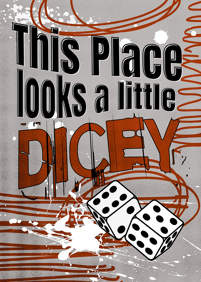 Chaotic Grunge Dice Board Game Room Poster