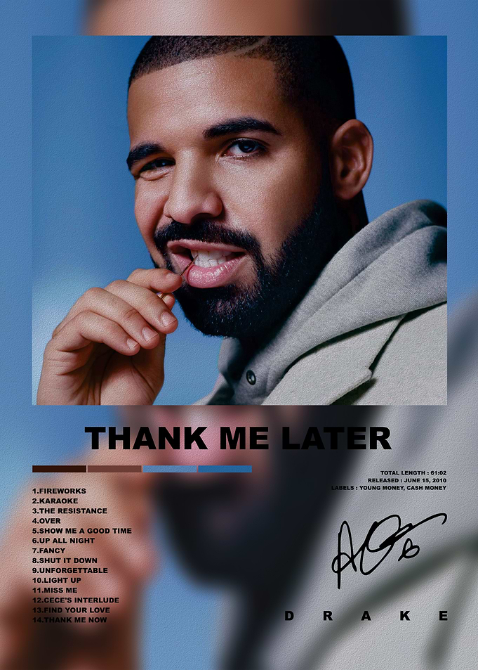 Drake Thank Me Later Album Poster