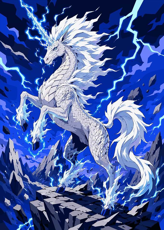 Electric Lightning Unicorn Pixel Art