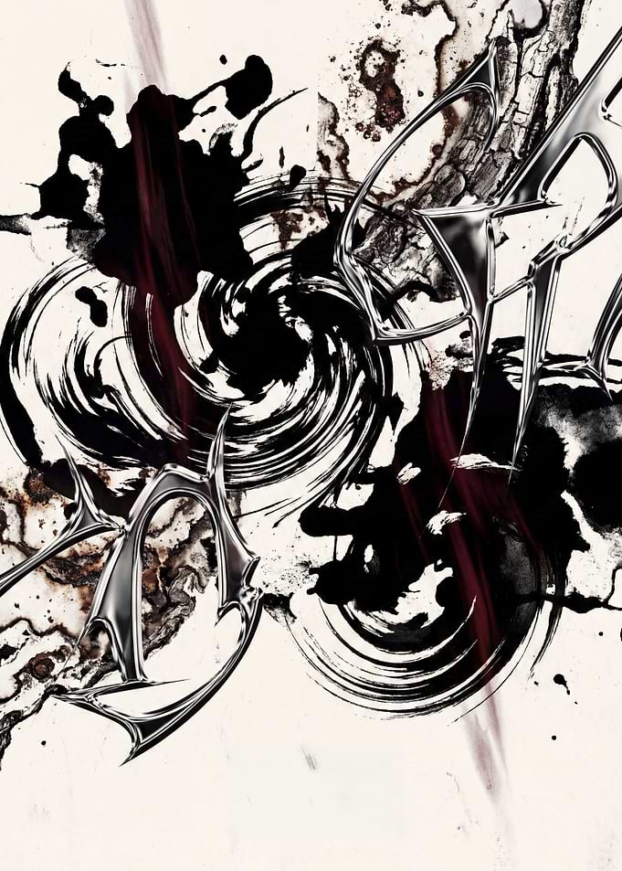 Abstract Chrome and Ink Composition