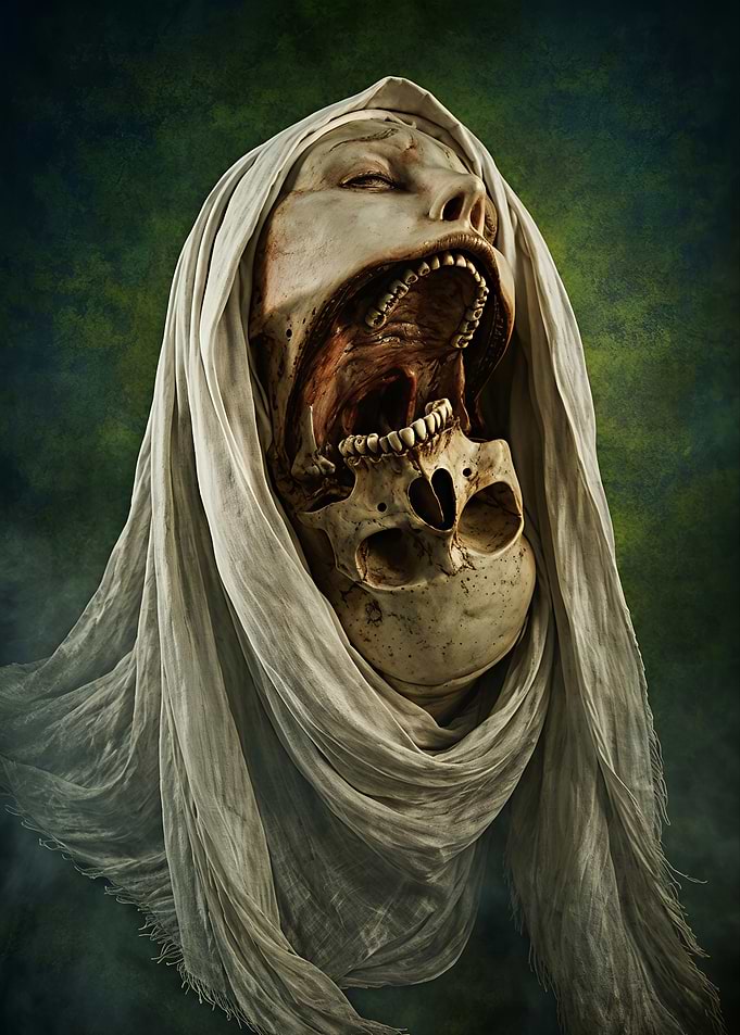 Surreal Skull and Human Face Fusion
