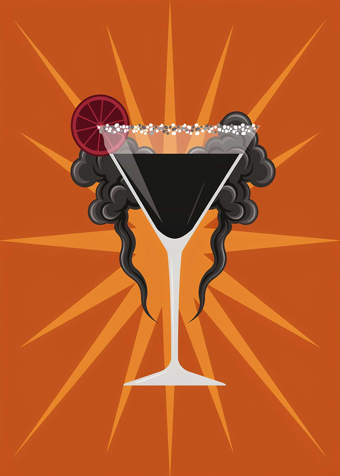 Stylized Black Cocktail Illustration