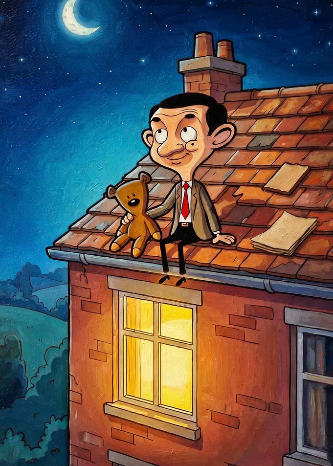 Comedic Caricature Roof Art Poster