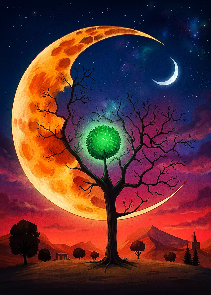 Tree of Life Surreal Moon Poster