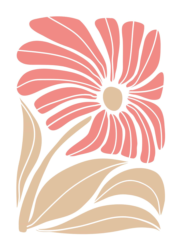 Minimalist Pink and Beige Flower Illustration