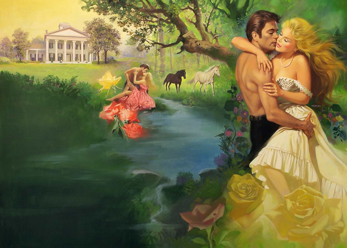 Romantic Southern Plantation Oil Painting