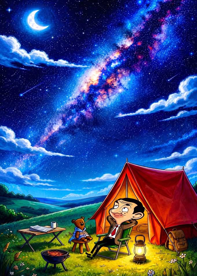 Starry Night Camping Cosmic Art