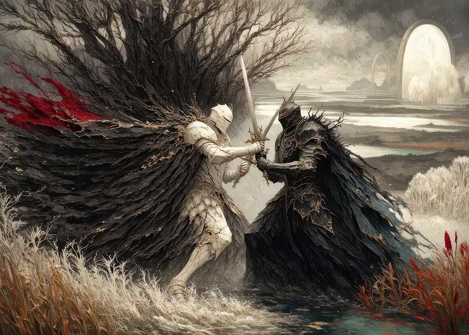 Epic Duel Between Light and Dark