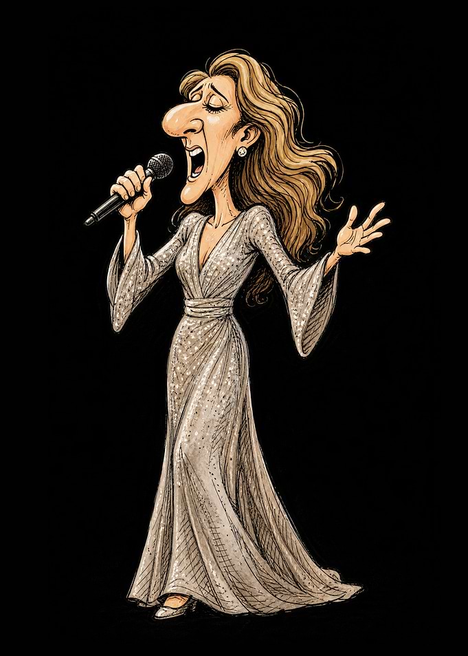 Celine Dion Caricature Illustration