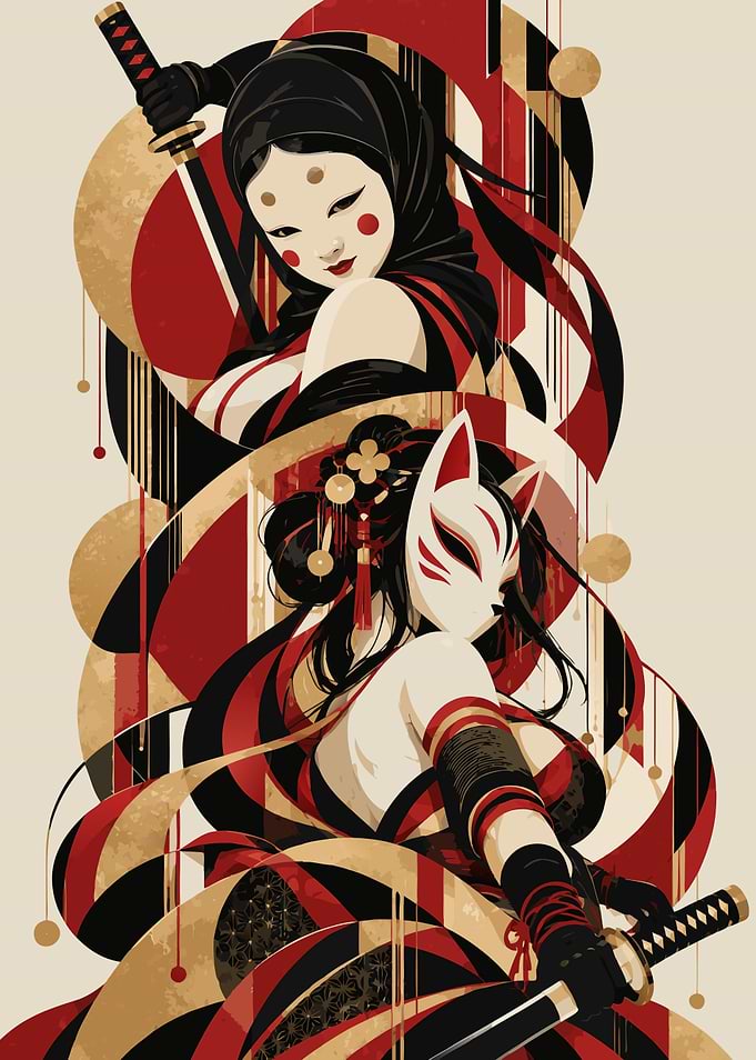 Masked Kunoichi Duo – Okame and Kitsune