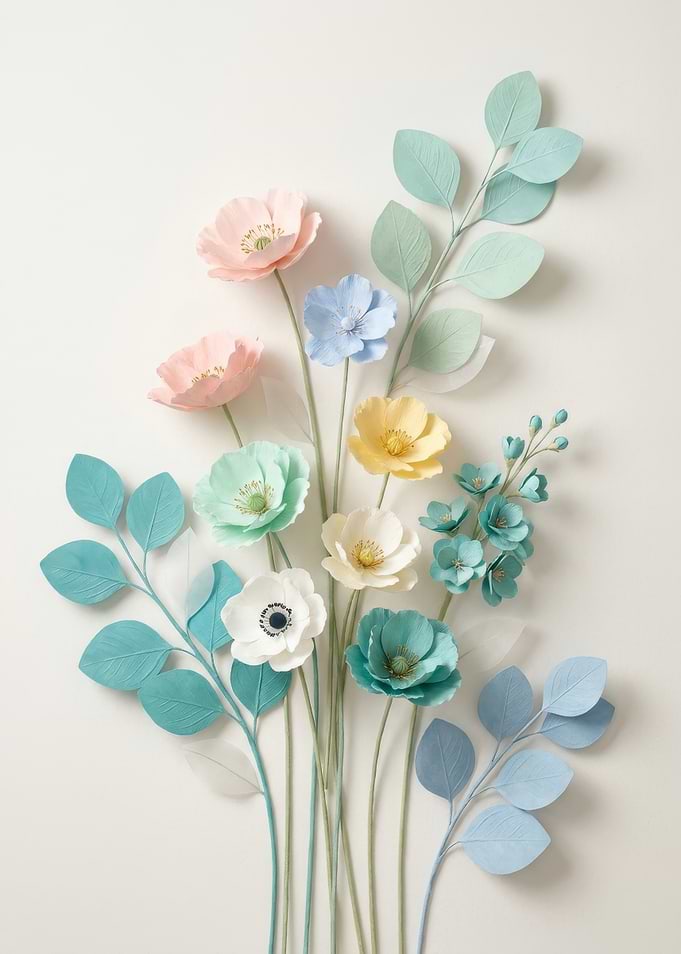 Pastel Paper Flower Bouquet Arrangement