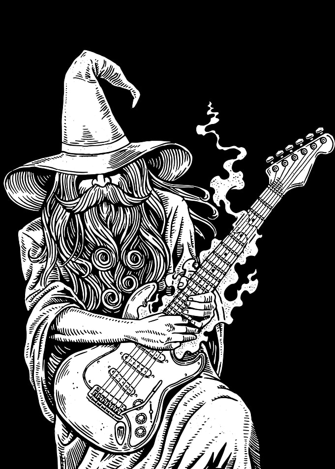 Wizard Playing Electric Guitar