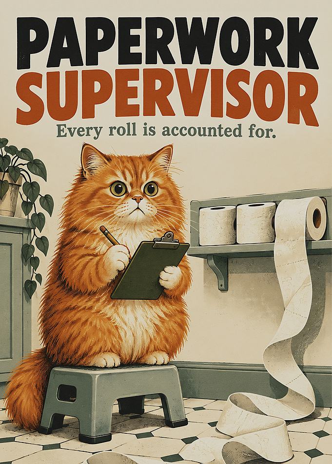 Paperwork Supervisor Cat Poster