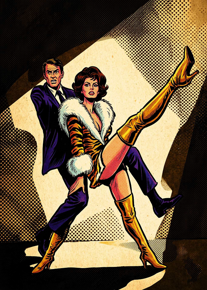Retro Spy Action Comic Illustration