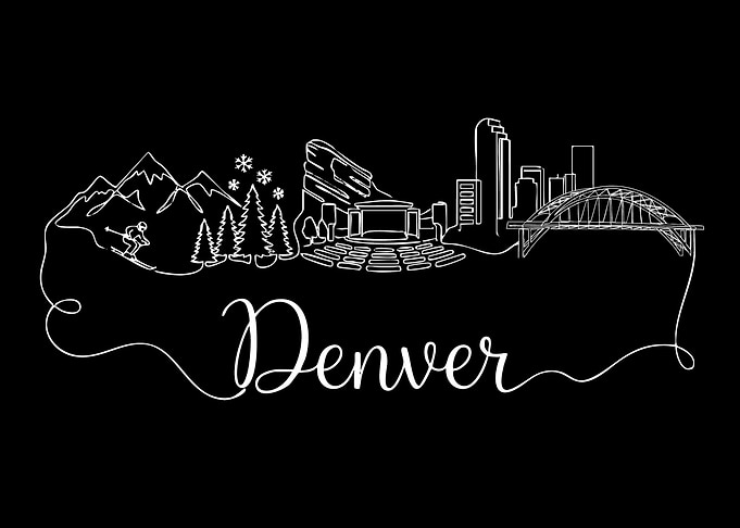 Denver Colorado City Skyline Line Art
